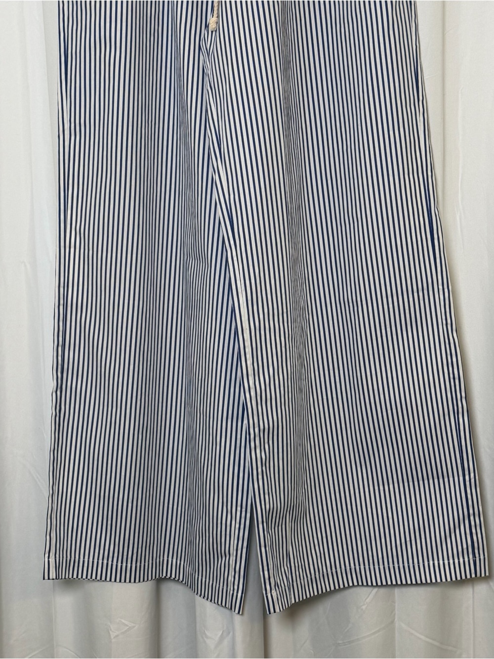Donni Pop Pants Navy Stripe Cotton Wide Leg Pull On Pants NWT Small - Picture 6 of 12